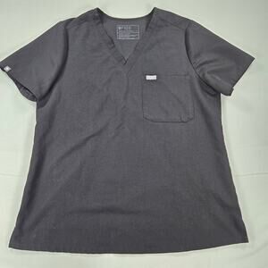 Figs Medical Healthcare Casma Three Pocket Scrub Top in Black Women's Size Large